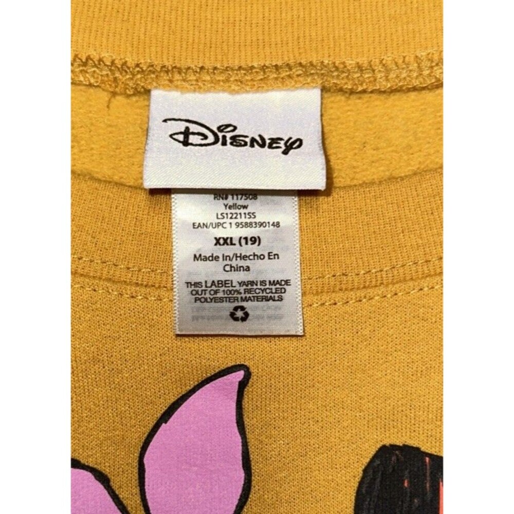 Disney Pooh Tigger Piglet Eeyore Sweatshirt Women's XXL Yellow Gold Pullover 90s - Picture 4 of 9